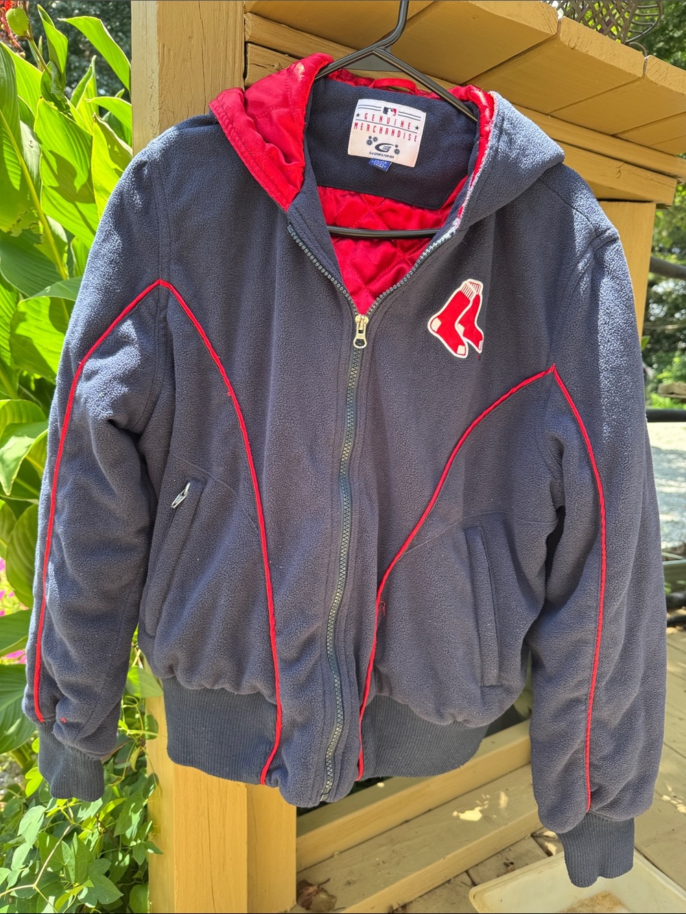 Navy and Red Boston Red Socks Team Hooded Jacket G111 Sports for her xl